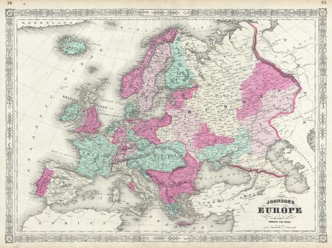 1864 Johnson Map of Europe