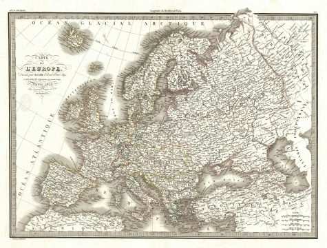 1833 Lapie Map of Europe
