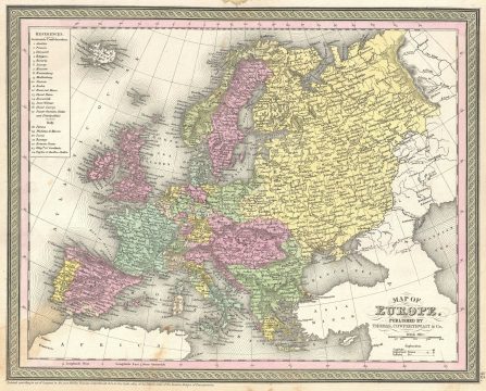 1854 Mitchell Map of Europe