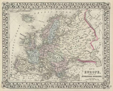 1872 Mitchell Map of Europe