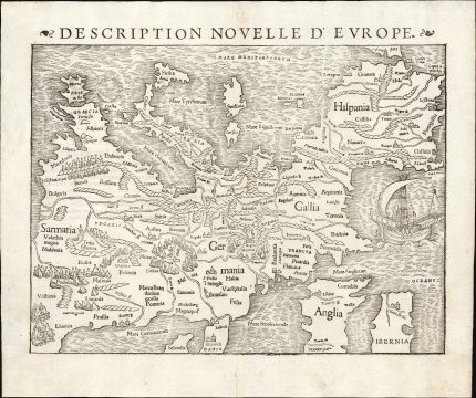 1540 / 1556 Munster Map of Europe (1st block)