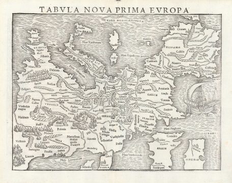 1545 Munster Modern Map of Europe (1st block, 2nd state)