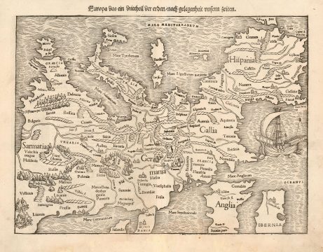 1553 Sebastian Munster's First Modern Map of Europe