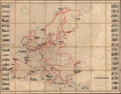 1847 Vuillemin Pictorial Map of Europe