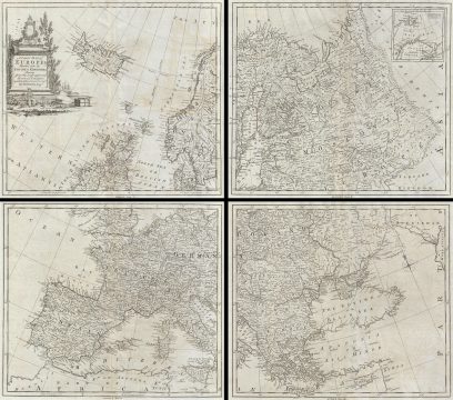 1755 Kitchin Four Panel Map of Europe