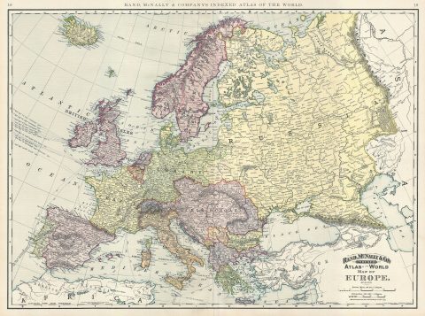 1891 Rand McNally Map of Europe