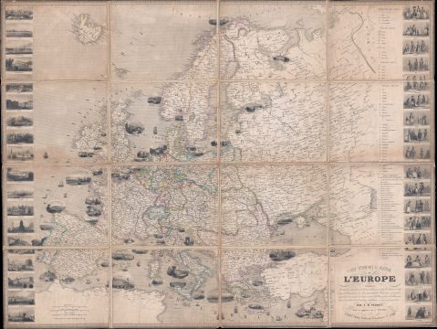 1851 Vuillemin Folding Map of Europe