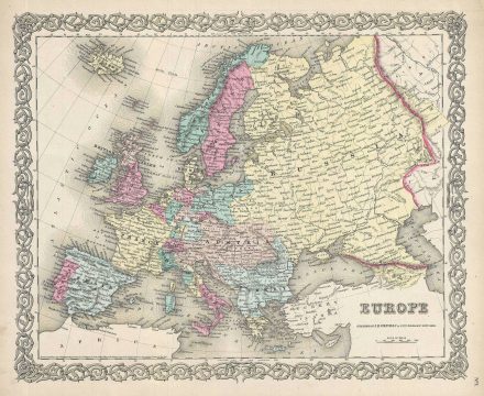 1856 Colton Map of Europe