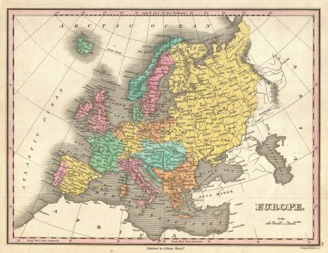 1827 Finley Map of Europe