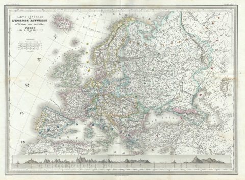 1860 Dufour Map of Europe