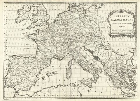 1768 Kitchin Map of Europe under Charlemagne