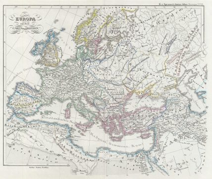 1854 Spruner Map of Europe under Charlemagne
