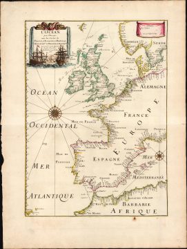 1666 Pierre Du Val Chart of the European Atlantic: Rare First State