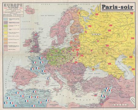 1940 Paris Soir Map of World War II in Europe