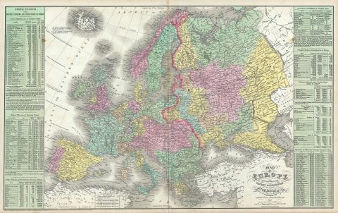 1854 Mitchell Map of Europe