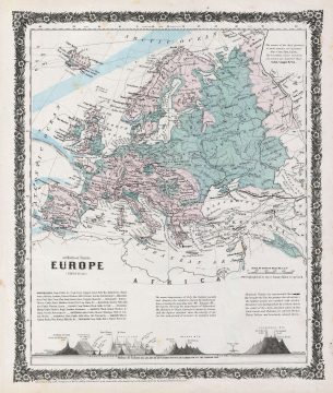 1858 Colton Map of Europe (Physical)