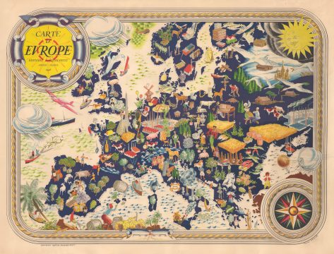 1946 Herault Pictorial Map of Europe