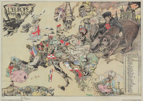 1939 Vlaanderen Serio-Comic Map of Europe at the Outbreak of World War II