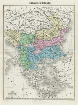 1876 Migeon Map of Turkey in Europe