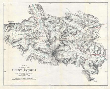 1922 Royal Geographical Society Map of the Vicinity of Mt. Everest