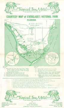 1965 Tropical Inn Motel Map of Everglades National Park, Florida