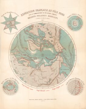 1867 Malte-Brun Map of the North Pole and Proposed Polar Exploration