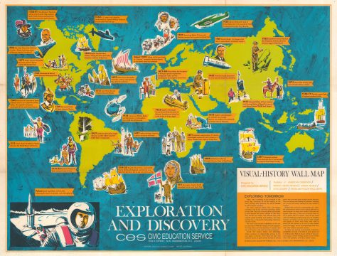 1966 Civic Education Service Pictorial Map of World Exploration