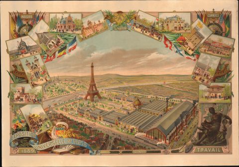1889 GTC Exposition Universelle View of Paris w/ the Eiffel Tower