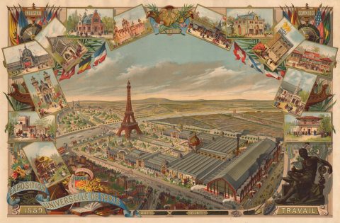 1889 GTC Exposition Universelle View of Paris w/ the Eiffel Tower