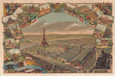 1889 GTC Exposition Universelle View of Paris w/ the Eiffel Tower