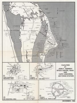 1982 Map of Kennedy Space Center and Cape Canaveral Air Force Station, Florida