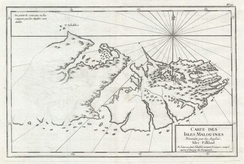 1787 Philippe de Pretot Map of the Falkland Islands (Islas Malvinas)