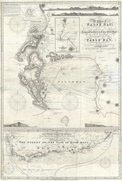 1860 Norie Nautical Map of the Cape of Good Hope / False Bay, South Africa