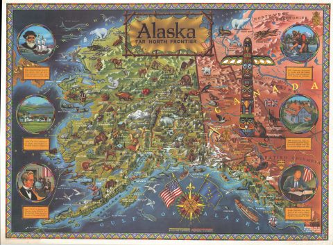 1959 Rude Pictorial Map of Alaska