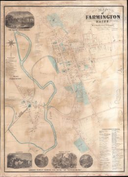 1874 Sanford and Leggett City Plan or Map of Farmington, Maine