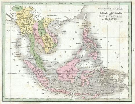 1835 Bradford Map of the East Indies and Southeast Asia