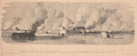 1885 J. H. Brown View of Union Attack on Fort Sumter, U.S. Civil War