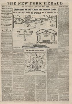 1862 New York Herald Map of the Florida: Fernandina and Fort Clinch