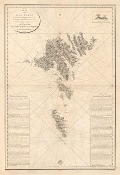 1820 Dépôt de la Marine Nautical Map of the Faroe Islands