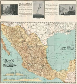 1904 Mexican Central Railway Railroad Tourist Map of Mexico