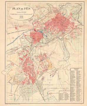 1938 Service Géographique du Maroc City Plan or Map of Fes, Morocco