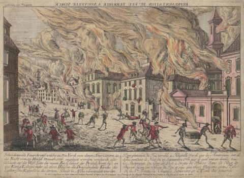 1776 Habermann View of New York during the Great Fire of 1776