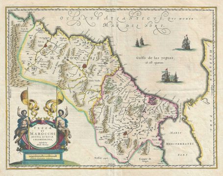 1675 Blaeu Map of Morocco, Africa