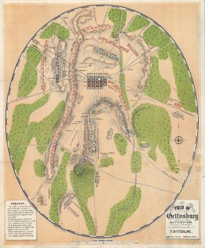 1863 Ditterline Map of the American Civil War Battle of Gettysburg