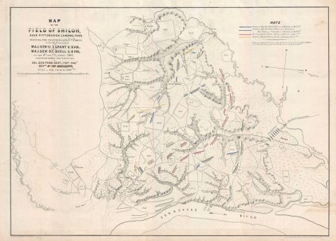1862 Matz Map of Union Positions at the American Civil War Battle of Shiloh