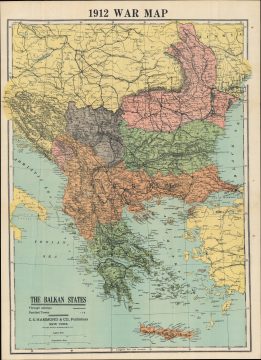 1912 Hammond Map of the First Balkan War