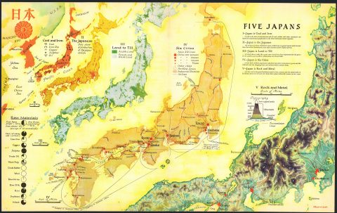 1936 Richard Edes Harrison Map of Japan