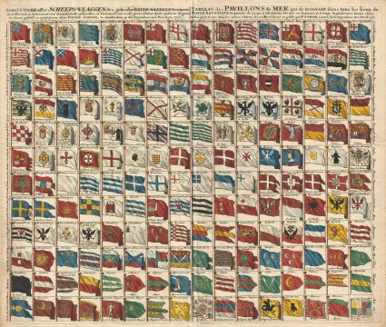 1711 Petrus Schenk Flag Chart (including early Flag of New England)