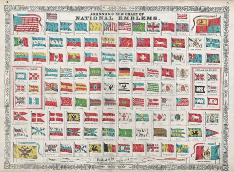 1864 Johnson Chart of the Flags and National Emblems of the World