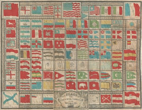 1837 Barnes Broadside Chart of the World's Flags (including Republic of Texas)